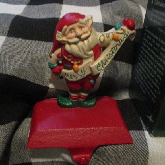 Vintage Midwest Santa Elf Stocking Holder Hanger Solid Cast Iron Merry Christmas - Picture 2 of 7